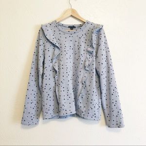 J. Crew Mercantile Star Print Ruffle Sweater